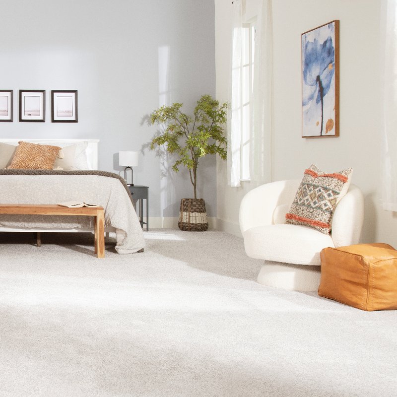 Bright bedroom with Mohawk SmartStrand Carpet